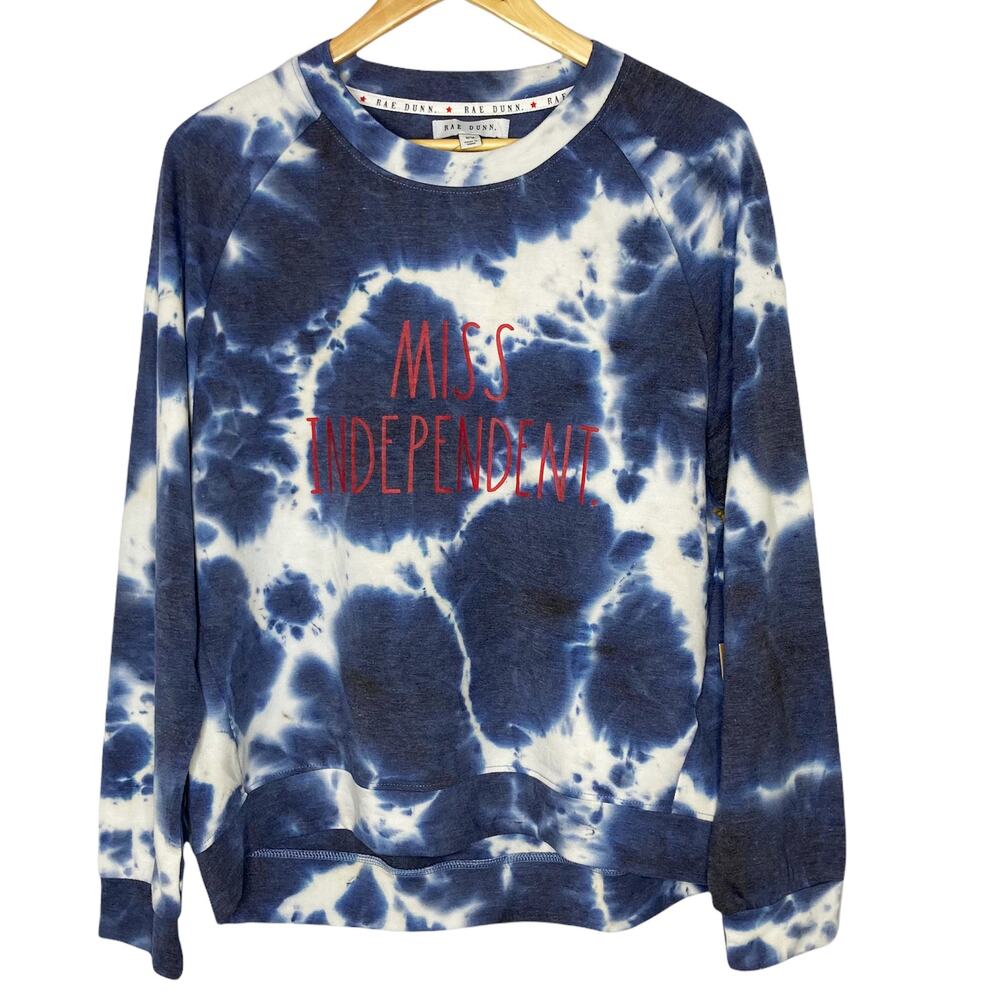 Rae Dunn Miss Independent Navy & White Gallery Sweatshirt Size Medium
